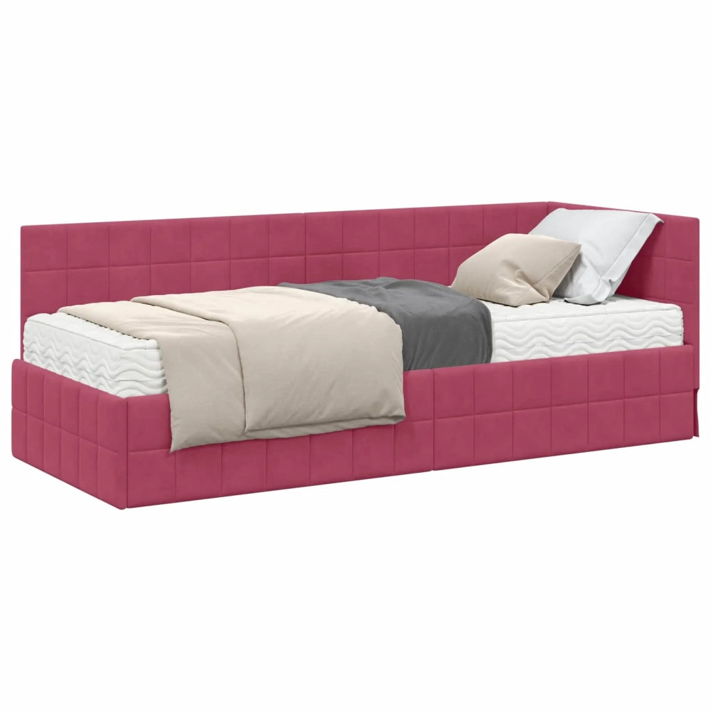 Struttura Letto Angolare con Materasso 2 pcs Verde Velluto