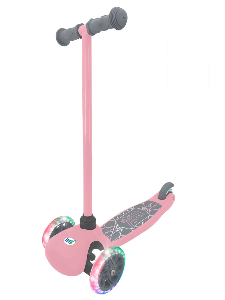 Monopattino per Bambini a 3 Ruote Lean-to-Steer Luci LED Cuscinetti ABEC-5 Rosa
