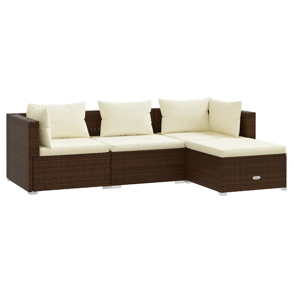Set Divani da Giardino 4 pz con Cuscini in Polyrattan Marrone 3101642