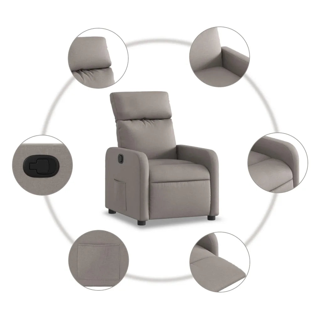 Poltrona Reclinabile in Tessuto Tortora 374172