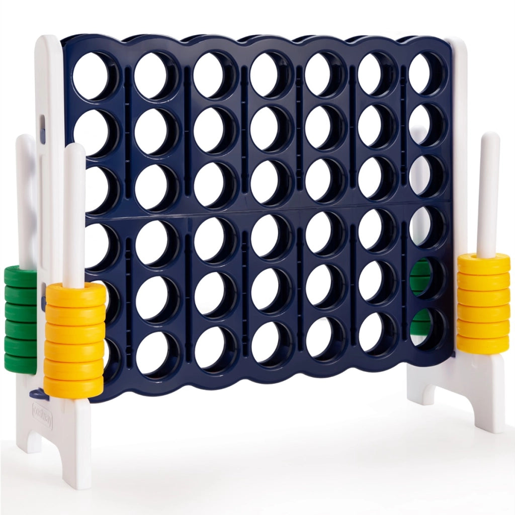 Forza 4 gigante con 42 anelli giganti dispositivo di scorrimento a sgancio rapido, Gioco per bambini adulti Blu-Giochi su prato