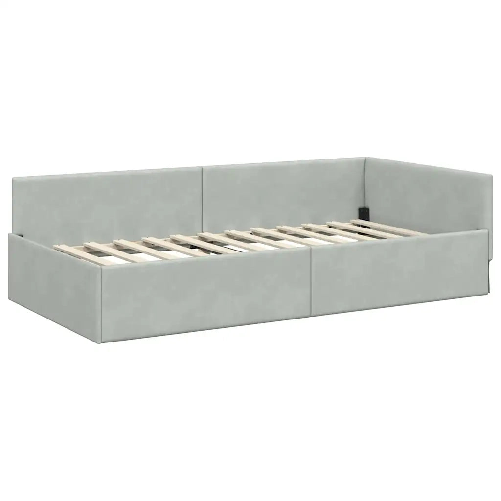 Struttura Letto Angolare con Materasso 2 pcs Grigio chiaro