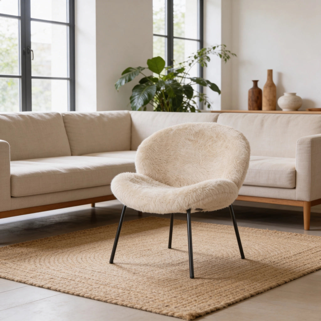 Poltrona SACHA in pelliccia sintetica beige