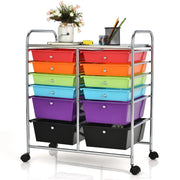 Carrello con 12 cassetti in plastica da ufficio e domestico, Carrello multiuso 64x38x75cm Colorato-Armadi da ufficio