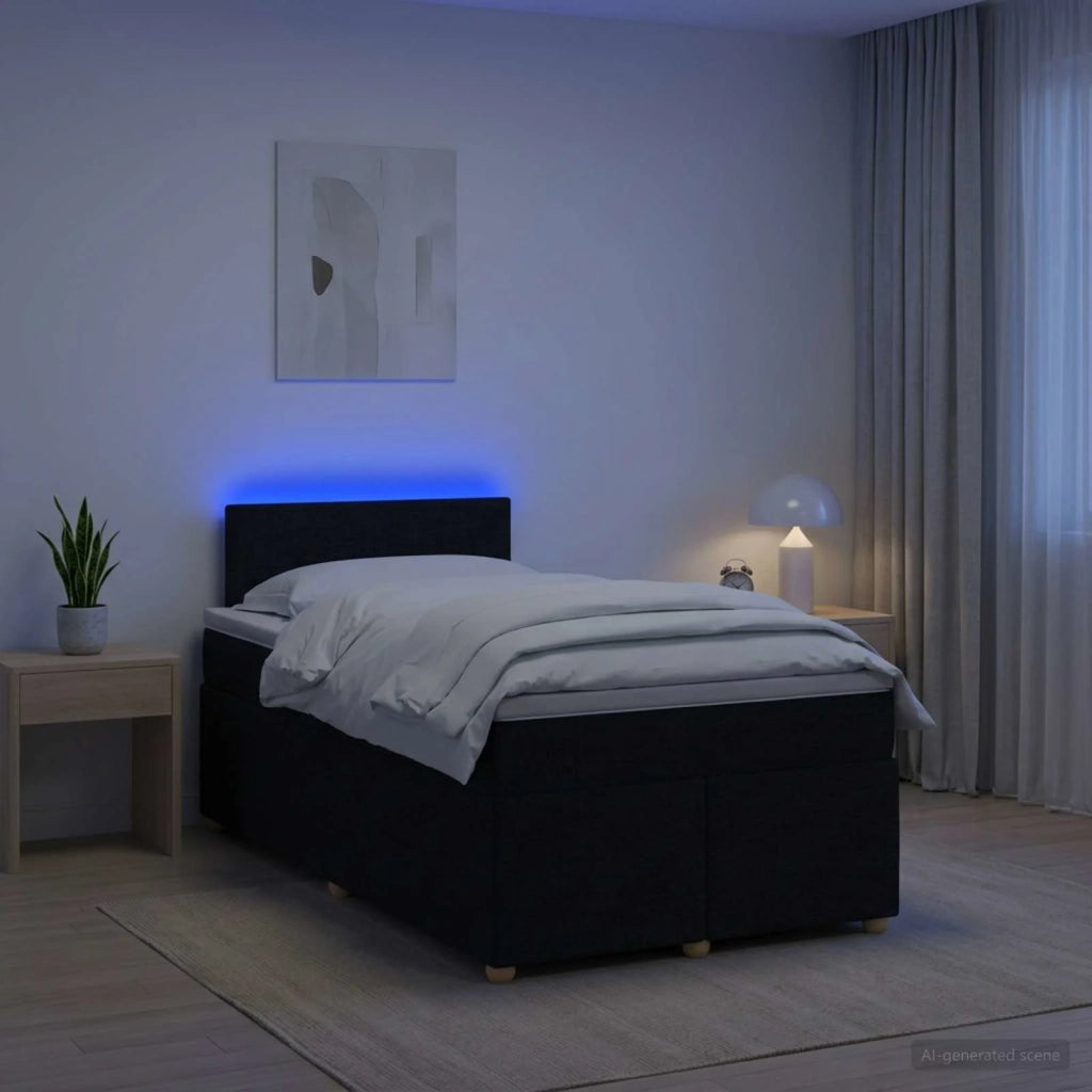 Letto box spring con materasso Nero 120 x 190 cm Tessuto 3452375