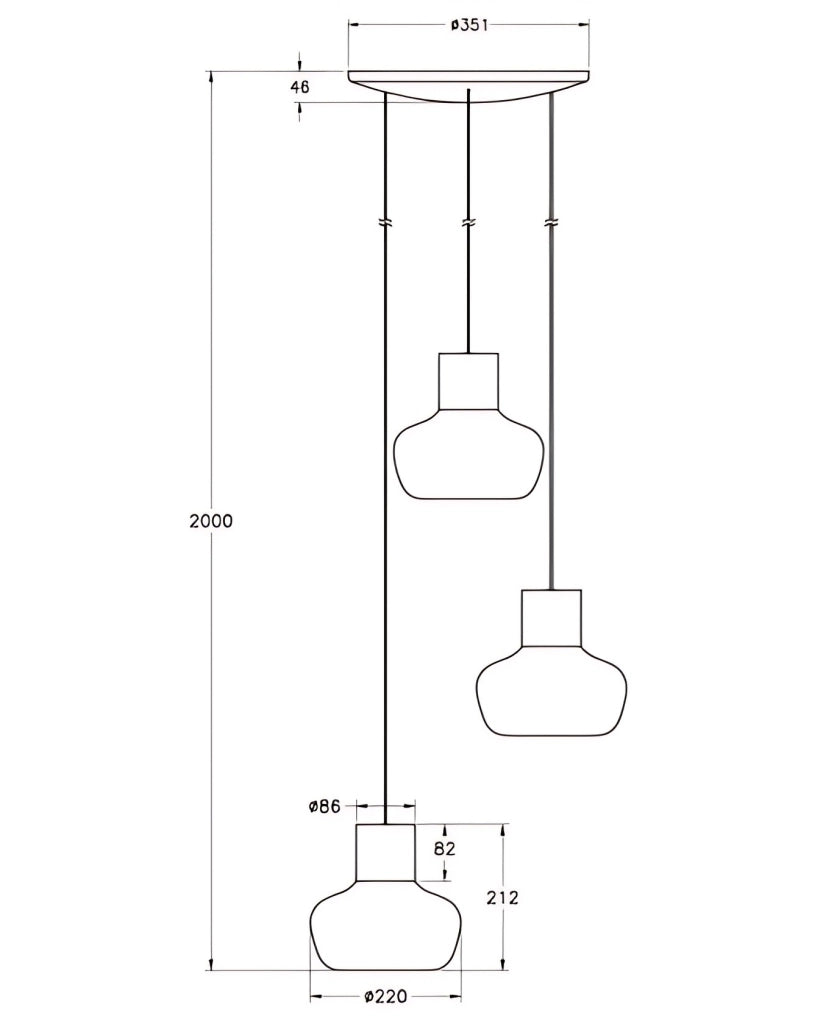 Lampada a Sospensione LED Kino 36W 3900lm 3000K Dimmerabile a step, Struttura in Metallo e Vetro Borosilicato, Cognac - Kino