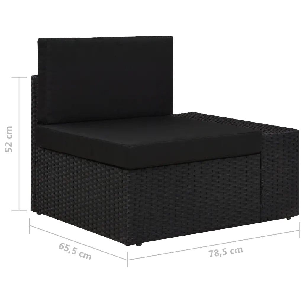 Divano Modulare a 2 Posti in Polyrattan Nero 49505