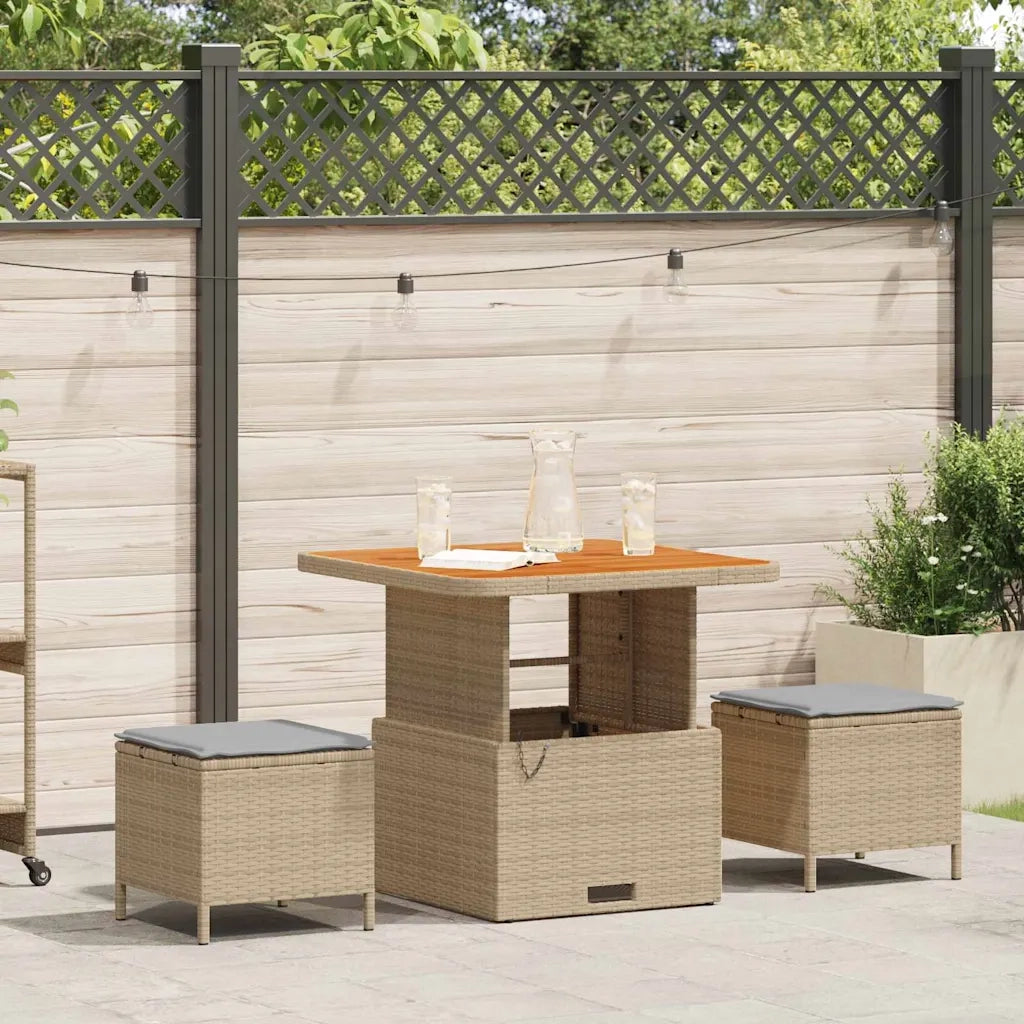Set da Pranzo per Giardino Beige polyrattan 42007914