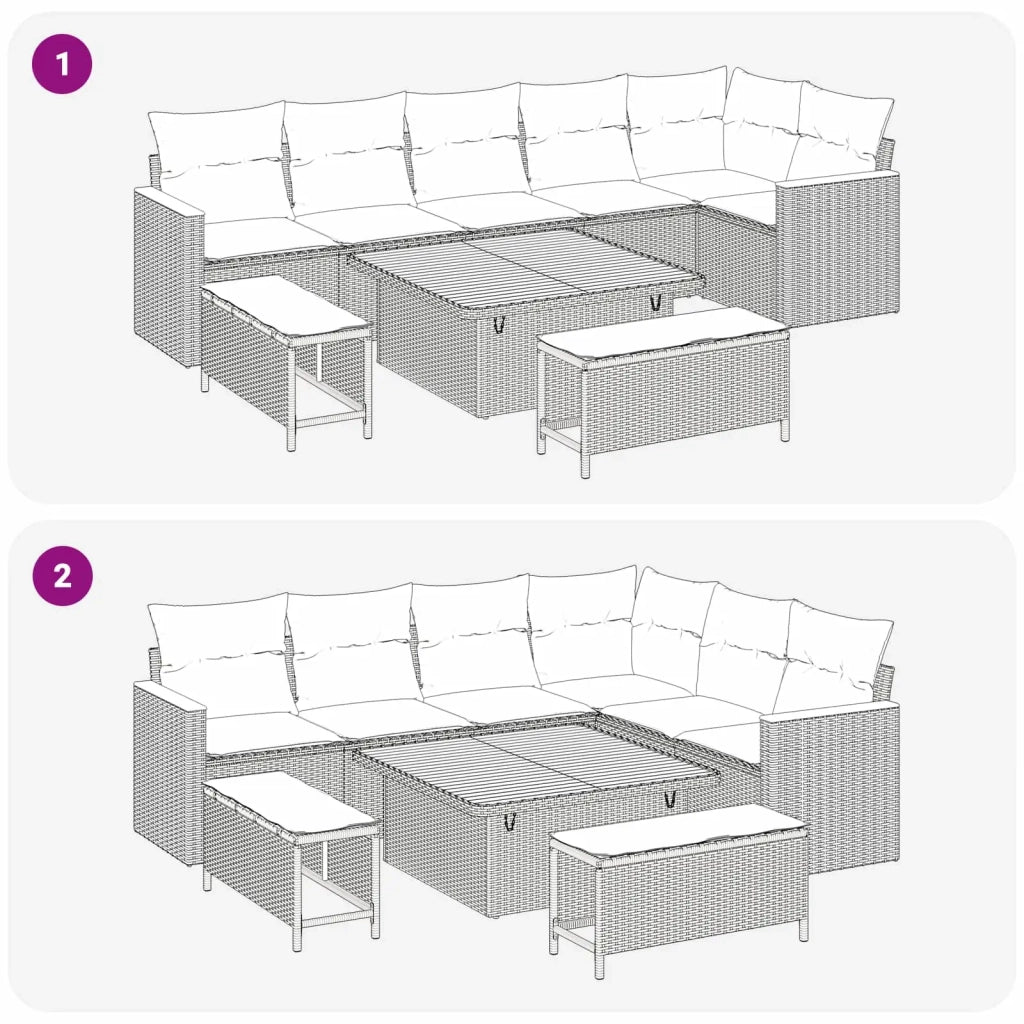 Set Divano da Giardino 9 pcs Grigio polyrattan 3362928
