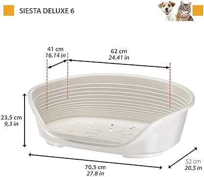 LETTINO PER ANIMALI 'SIESTA DELUXE' N.6 - cm 70,5 x 52 x h.23,5 / dark grey  - FERPLAST