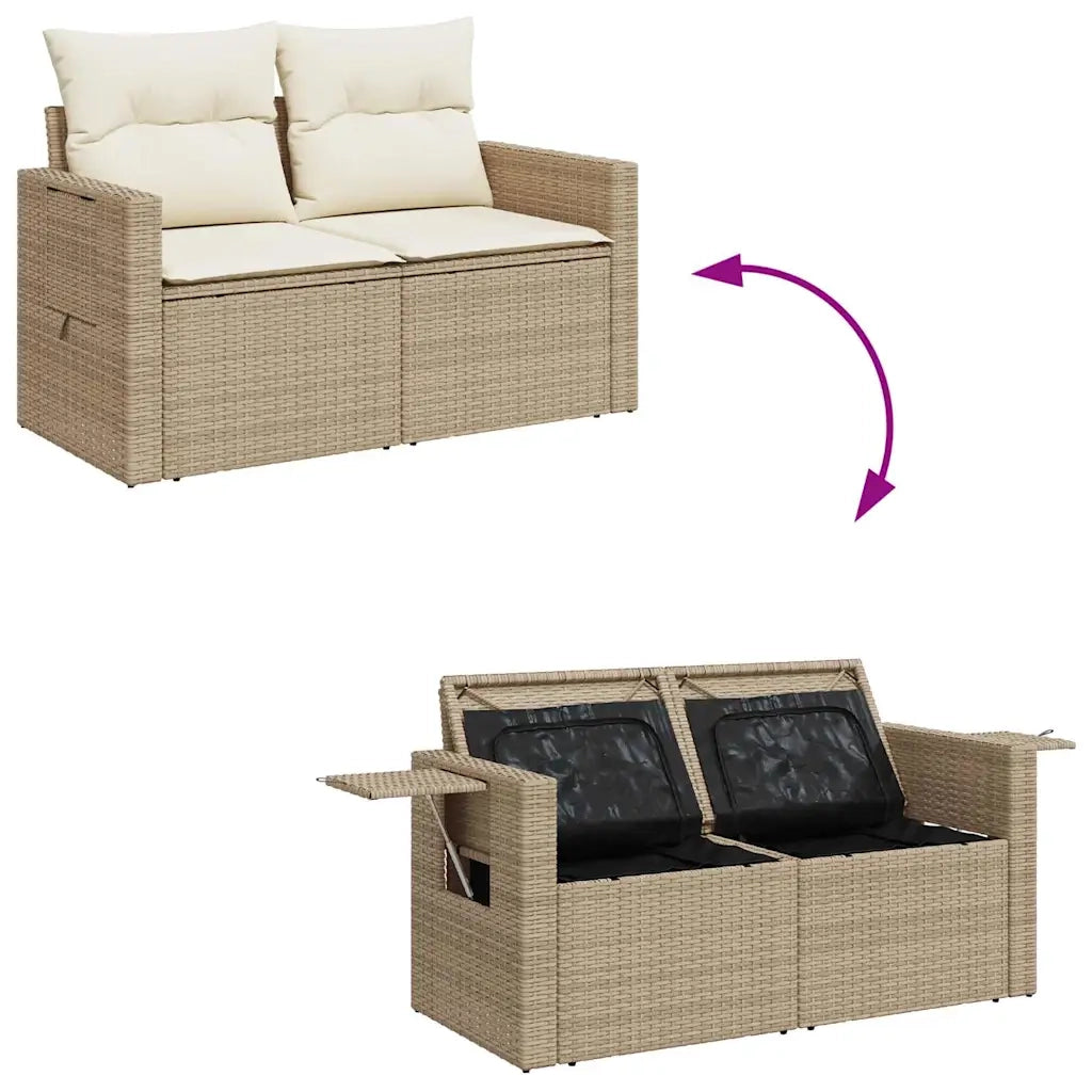 Set Divano da Giardino 6 pz con Cuscini Beige in Polyrattan 3326459