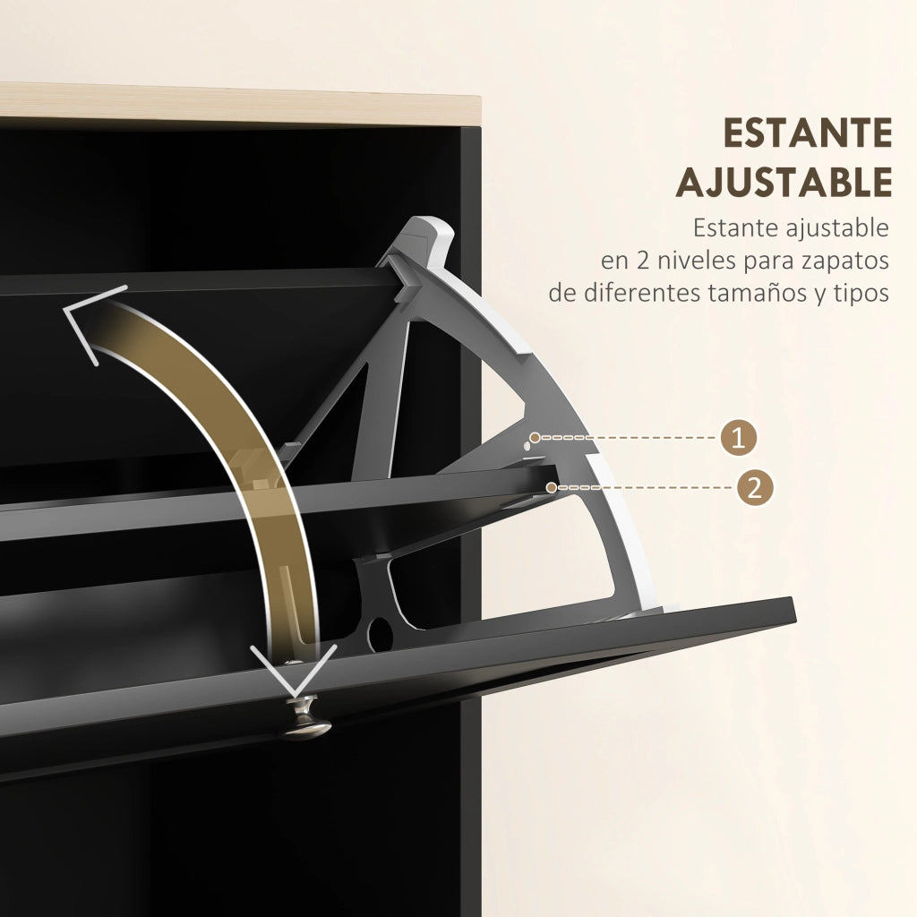 Scarpiera con Cassetti e Ripiani ¨C Minimal ¨C Nero 60x23,5x115 cm