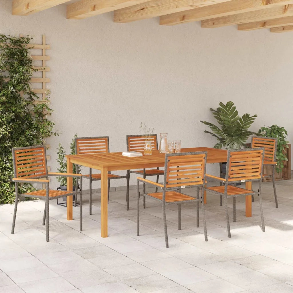 Set da Pranzo per Giardino 7 pcs Grigio