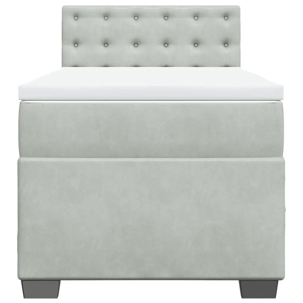 Giroletto a Molle con Materasso Grigio Chiaro 90x190 cm Velluto