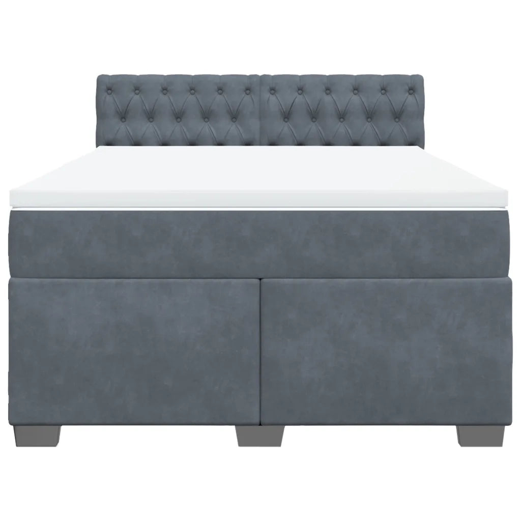 Giroletto a Molle con Materasso Grigio Scuro 140x200 cm Velluto 3288637