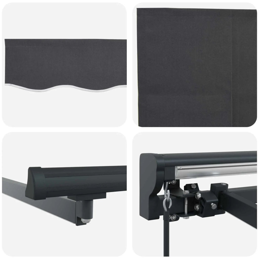 Cornice per Tenda Manuale con LED Antracite 4 × 3,5 m 3420860