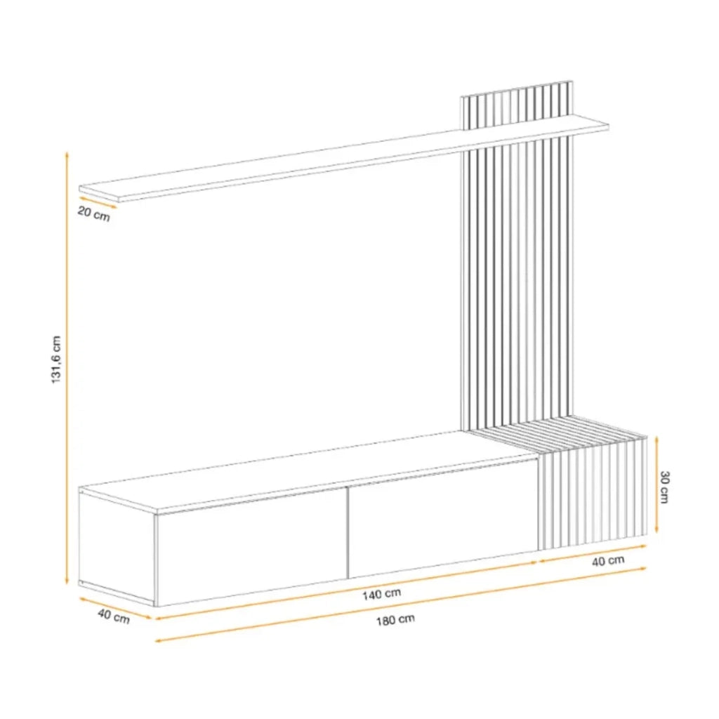 Composizione murale LIPA – Mobile TV, scaffale e pannello murale