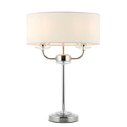 Lampada tavolo classica nichel, paralume bianco 2xE14 Endon