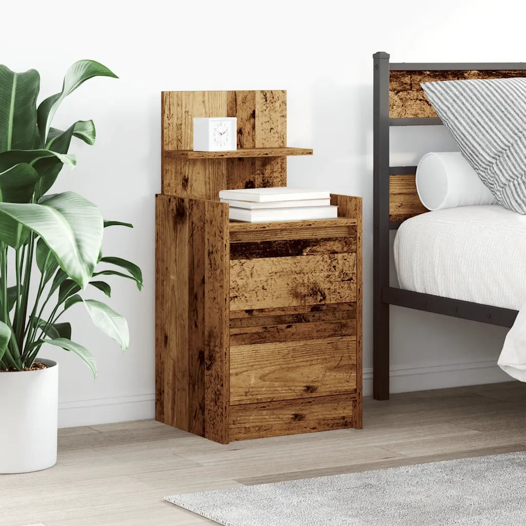 Comodino con 2 Cassetti Legno Antico 38x34x80 cm 861369
