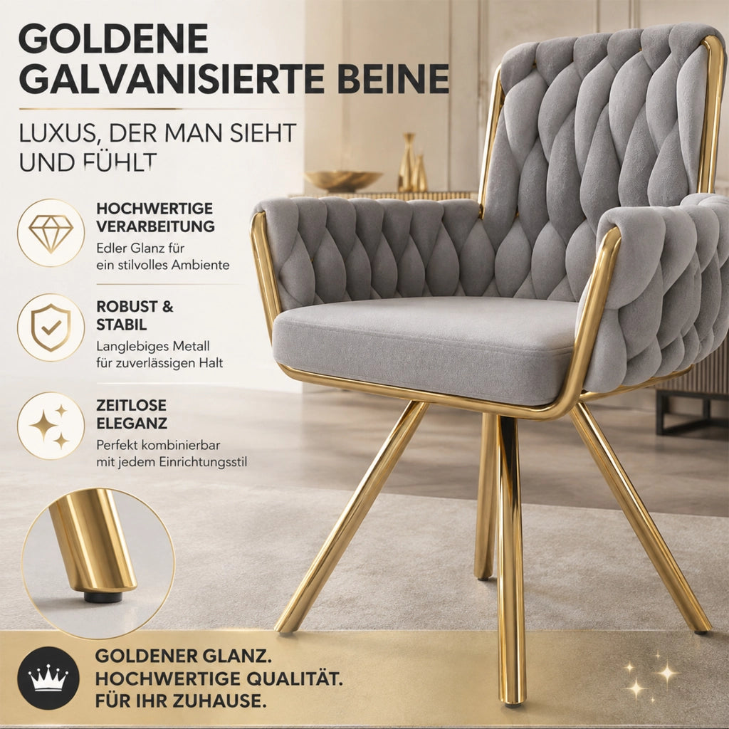 SEDIA Girevole 360° in Velluto Grigio Set da 2 pezzi