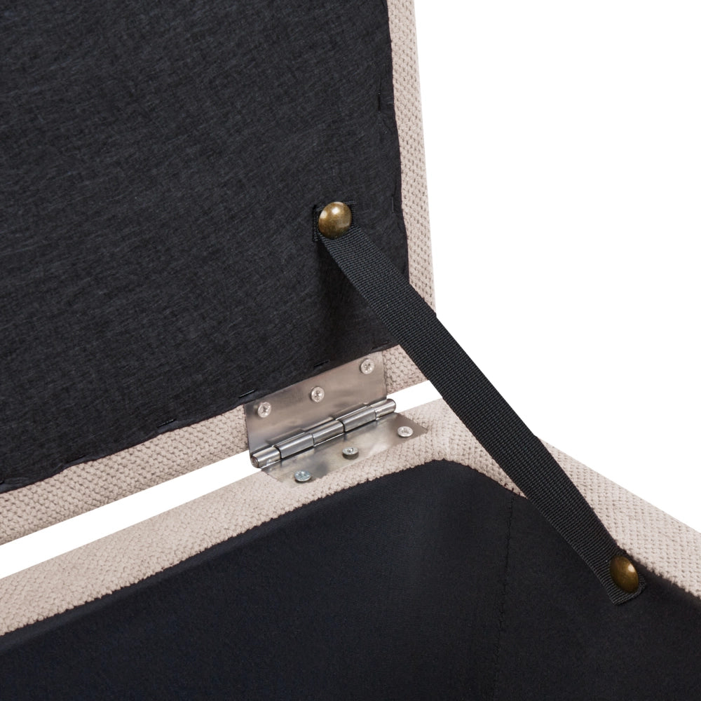 Ottomana Beige 100 x 42 x 40 cm in tessuto poliestere Poggiapiedi imbottito Soggiorno Stile Moderno