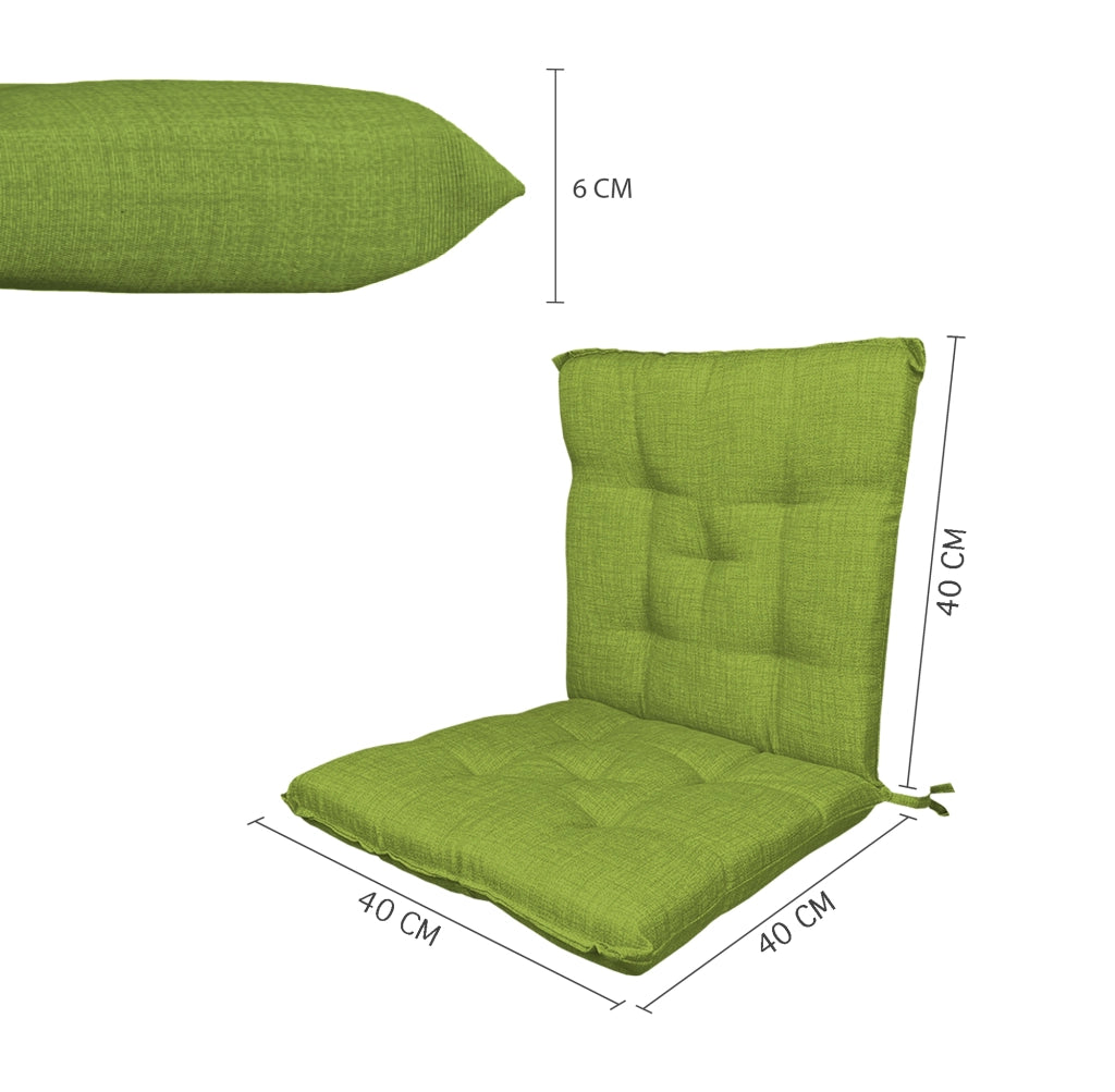 Set Cuscini Sedia Con Schienale Imbottiti Con Laccetti Banda Elastica 40 x 80 Cm Verde - 4 Pezzi