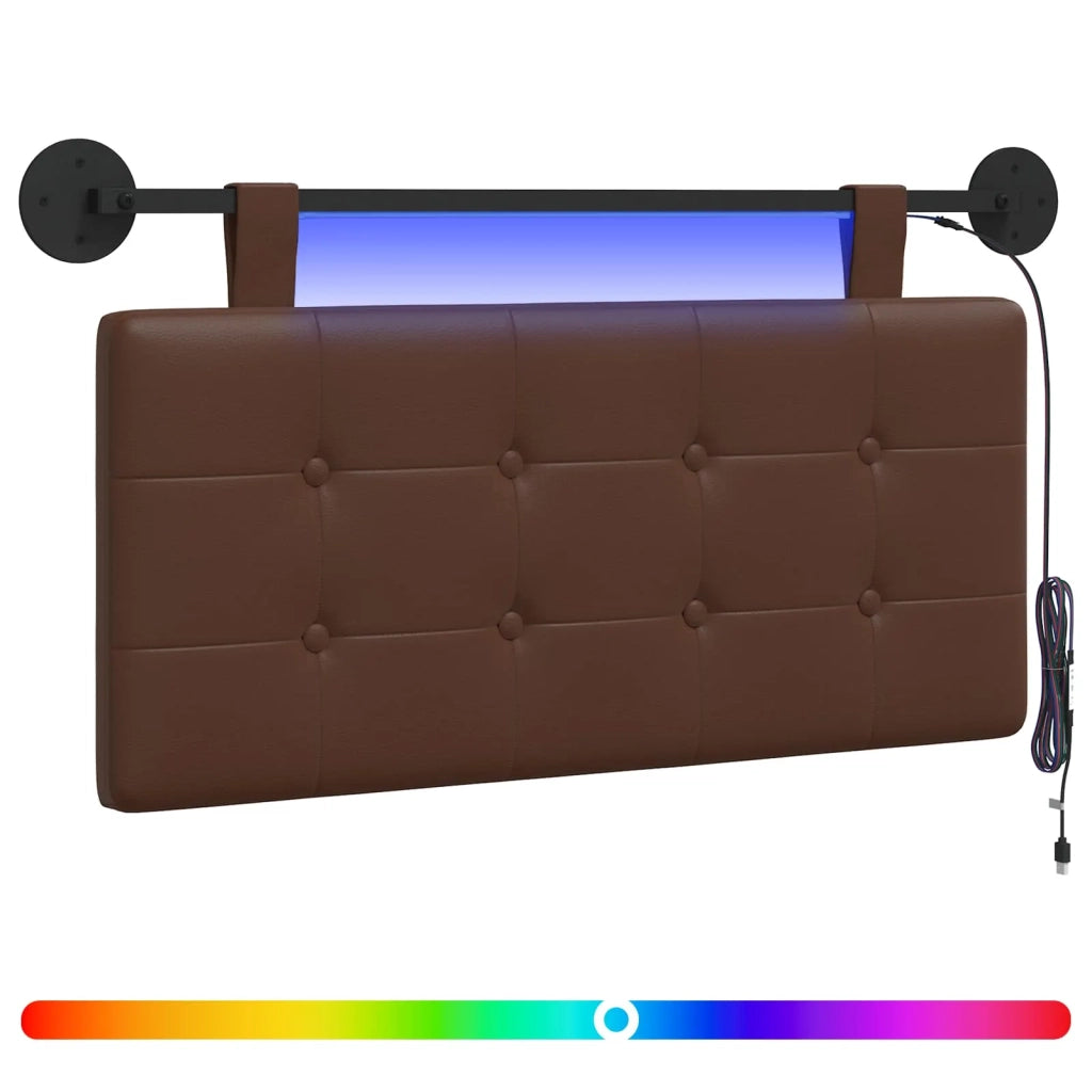 Testiera sospesa Con luce LED Marrone Similpelle 3424358
