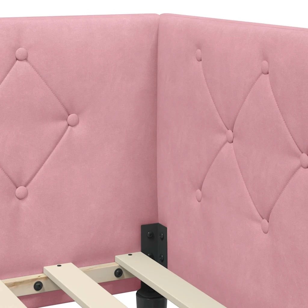 Cornice del letto ad angolo Rosa 100 x 200 cm Velluto 3394167