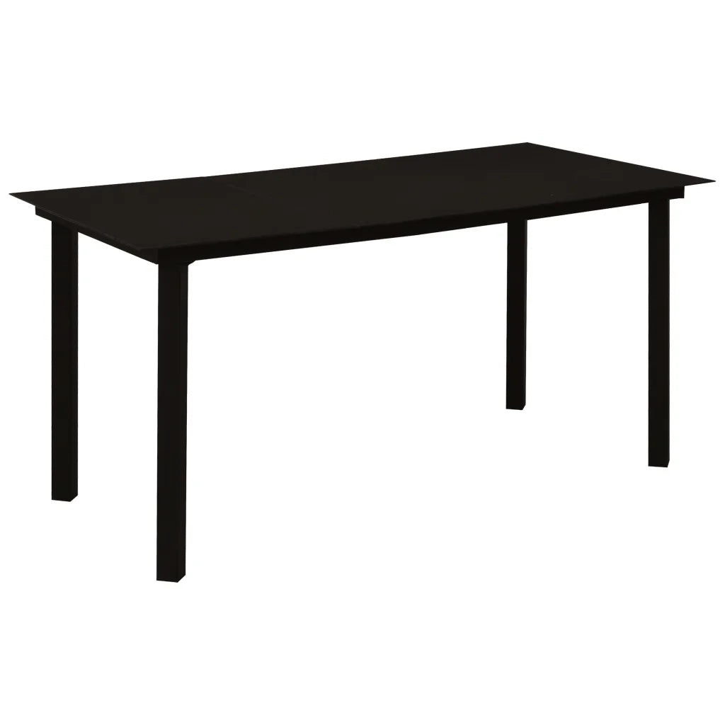 Set da Pranzo da Giardino 5 pz Nero in Vetro e Acciaio