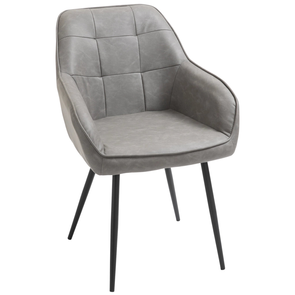 Sedia da Pranzo in Stile Industriale con Schienale, Sedia da Soggiorno Moderna in  Finta Pelle e Metallo Nero, 61x58x84 cm, Grigia