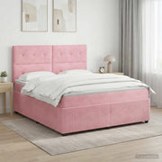 Letto box spring con materasso Rosa 140 x 190 cm Velluto 3454606