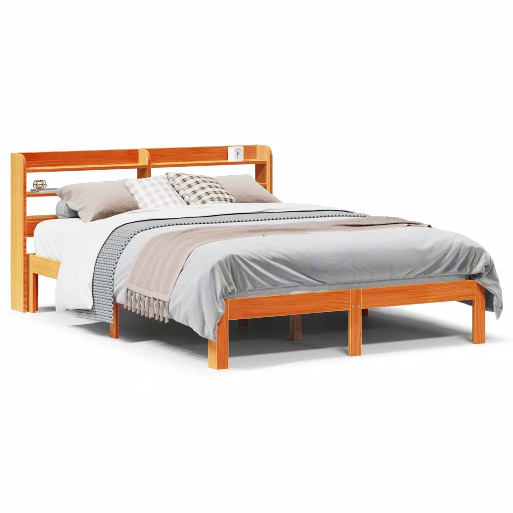 Letto senza Materasso-Struttura Letto Marrone Cera 135x190 cm in Legno di Pino 193122