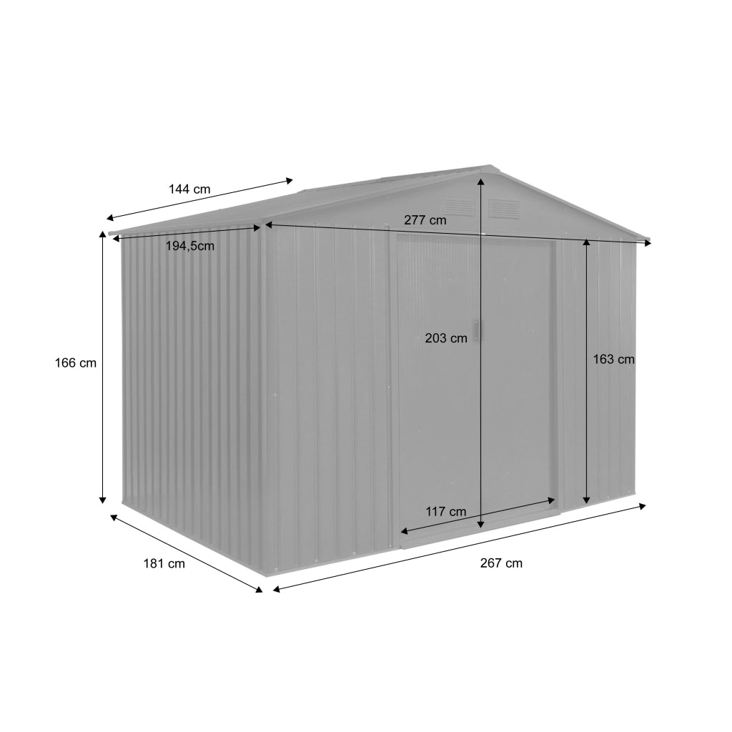 Casetta da giardino in metallo con kit di ancoraggio, 5.9m², antracite