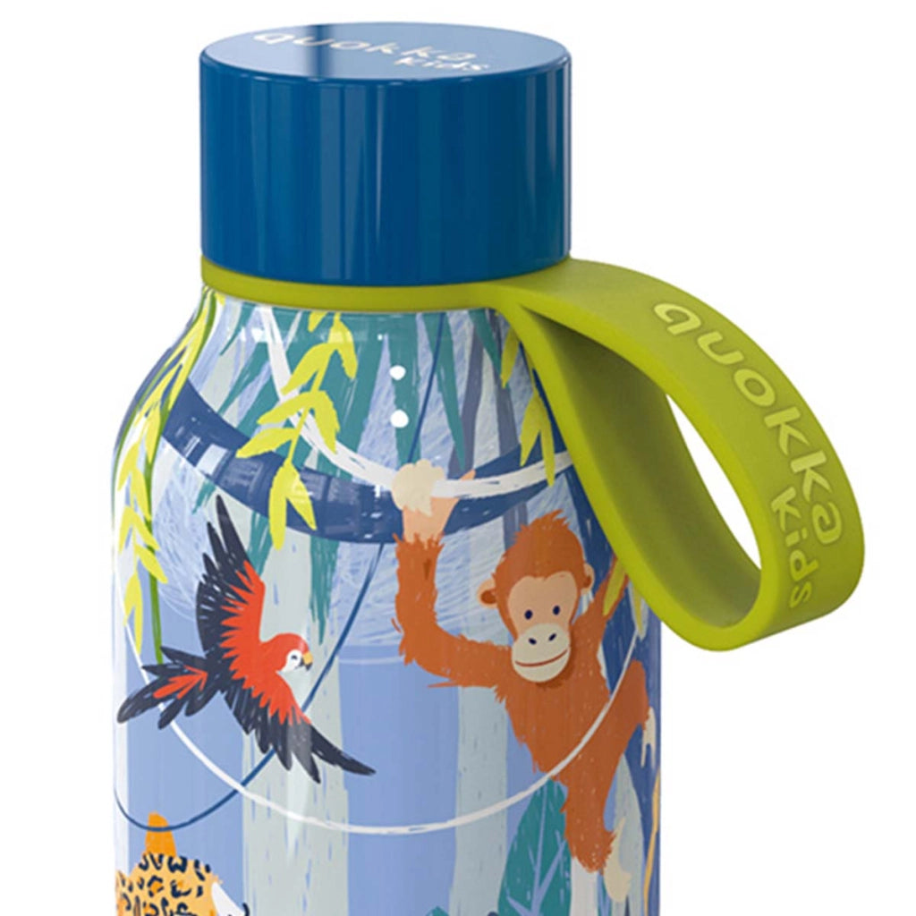 Bottiglia Termica 330ml Modello Solid Kids con Cinghia e Motivo Giungla Multicolore Quokka