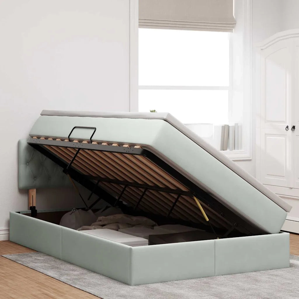 Letto con Contenitore Grigio chiaro 120 x 190 cm Velluto
