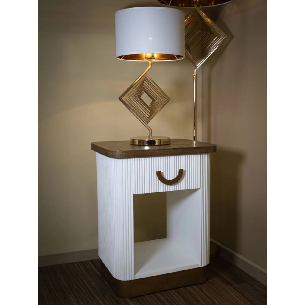Comodino VKH15, Bianco, MDF, 48x40x62 cm