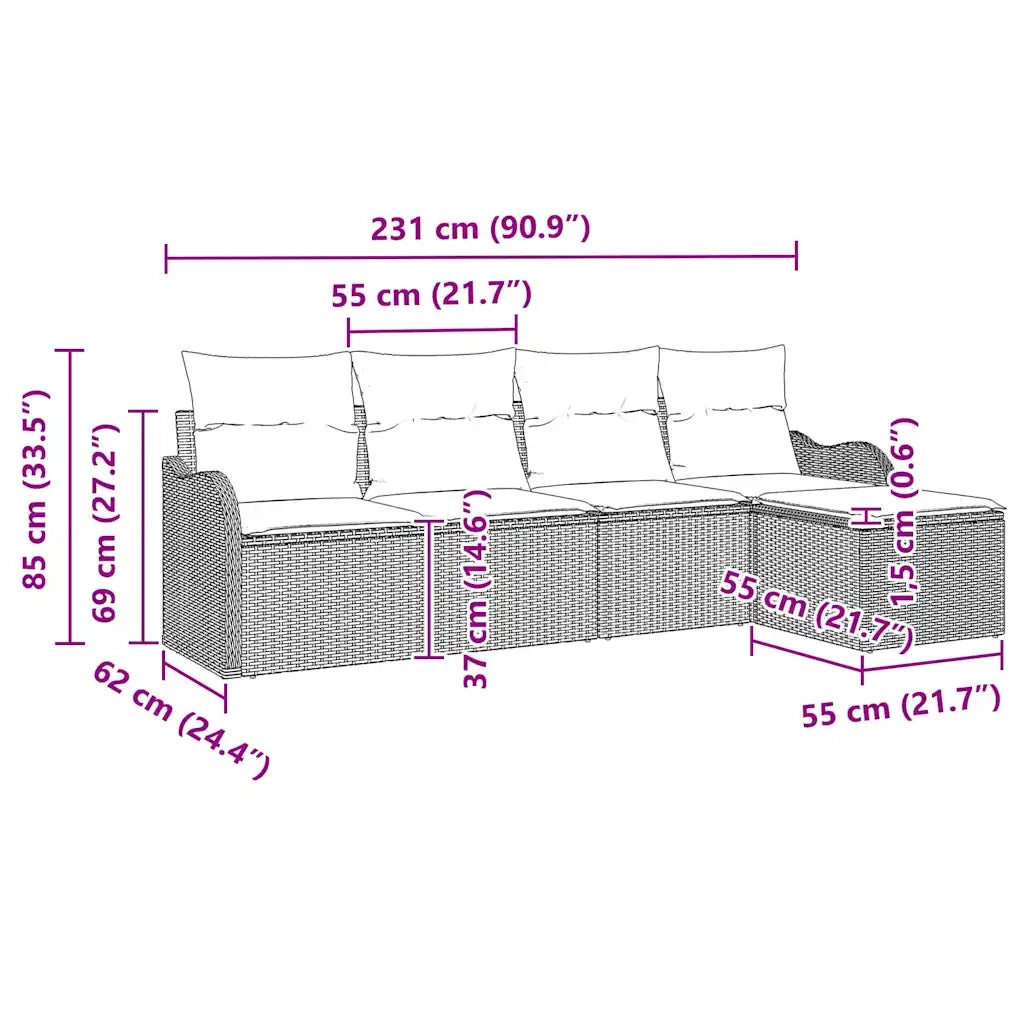 Set Divano da Giardino | Set Salotto da Giardino Nero polyrattan
