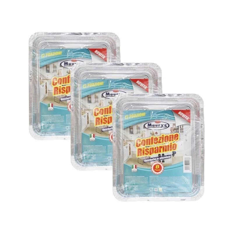 KIT SET 3 PZ MAURY'S CONTENITORE IN ALLUMINIO IN CONFEZIONE DA 8 PEZZI