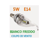 Trade Shop - Lampada 20 Led 5w Colpo Soffio Di Vento  E14 Trasparente Lampadina Bianco Freddo -