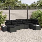 Set Divano da Giardino con cuscino 7 pcs Nero polyrattan 3347153