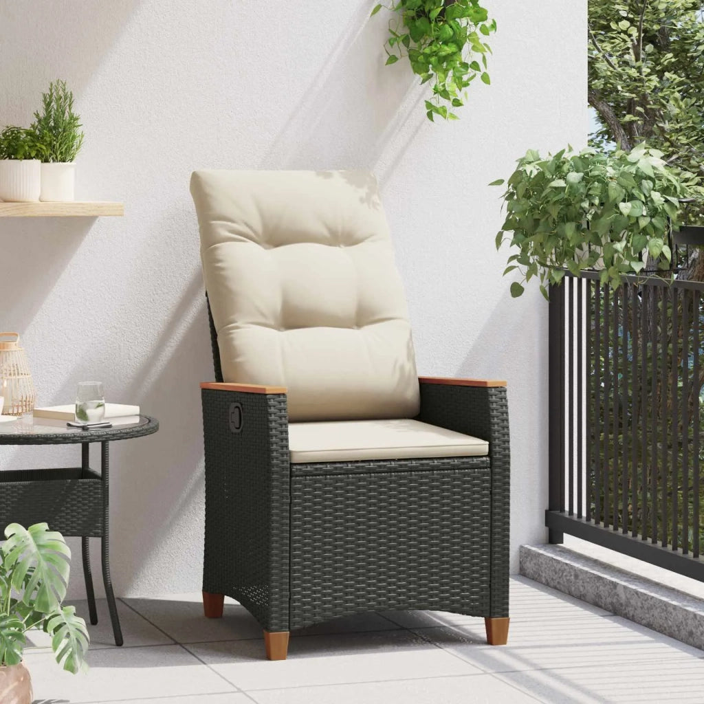 Sedia da giardino reclinabile Nero e Crema 64 x 57,5 x 112 cm 42026859