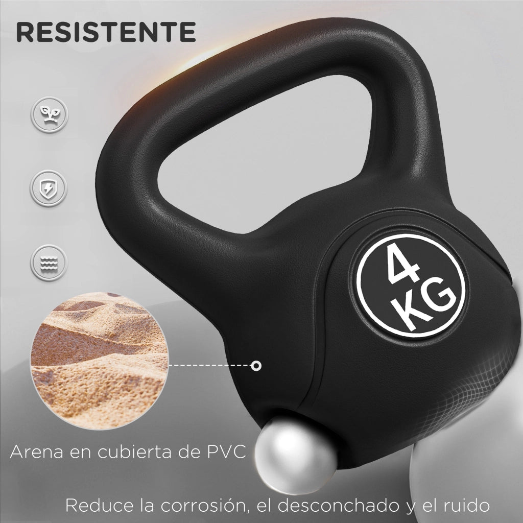 Kettlebell 4 kg ¨C Minimal ¨C Nero 18x12x20 cm