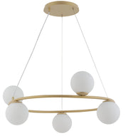 Lampada sospensione Gama Koło oro 5xG9 sfere bianche