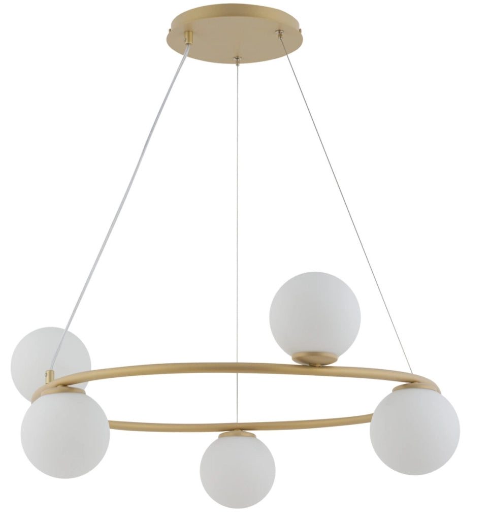 Lampada sospensione Gama Koło oro 5xG9 sfere bianche