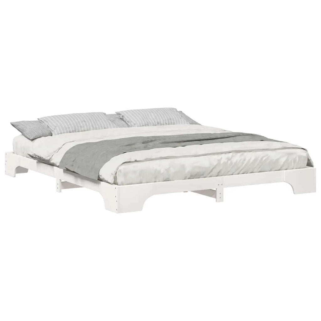 Struttura del letto-Giroletto-Rete del Letto Bianco 200 x 220 cm Pino massello 101654