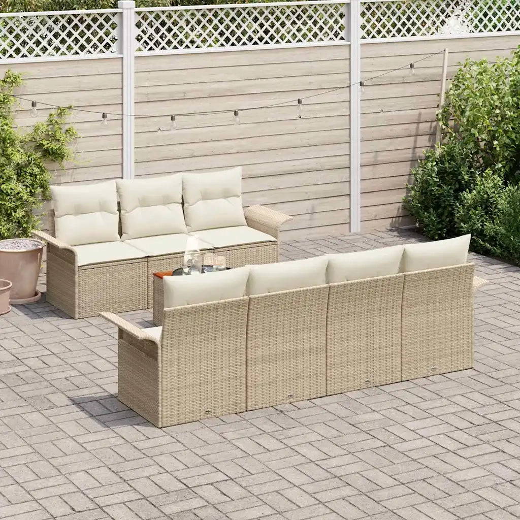Set Divano da Giardino con cuscino 8 pcs Beige polyrattan 3347288