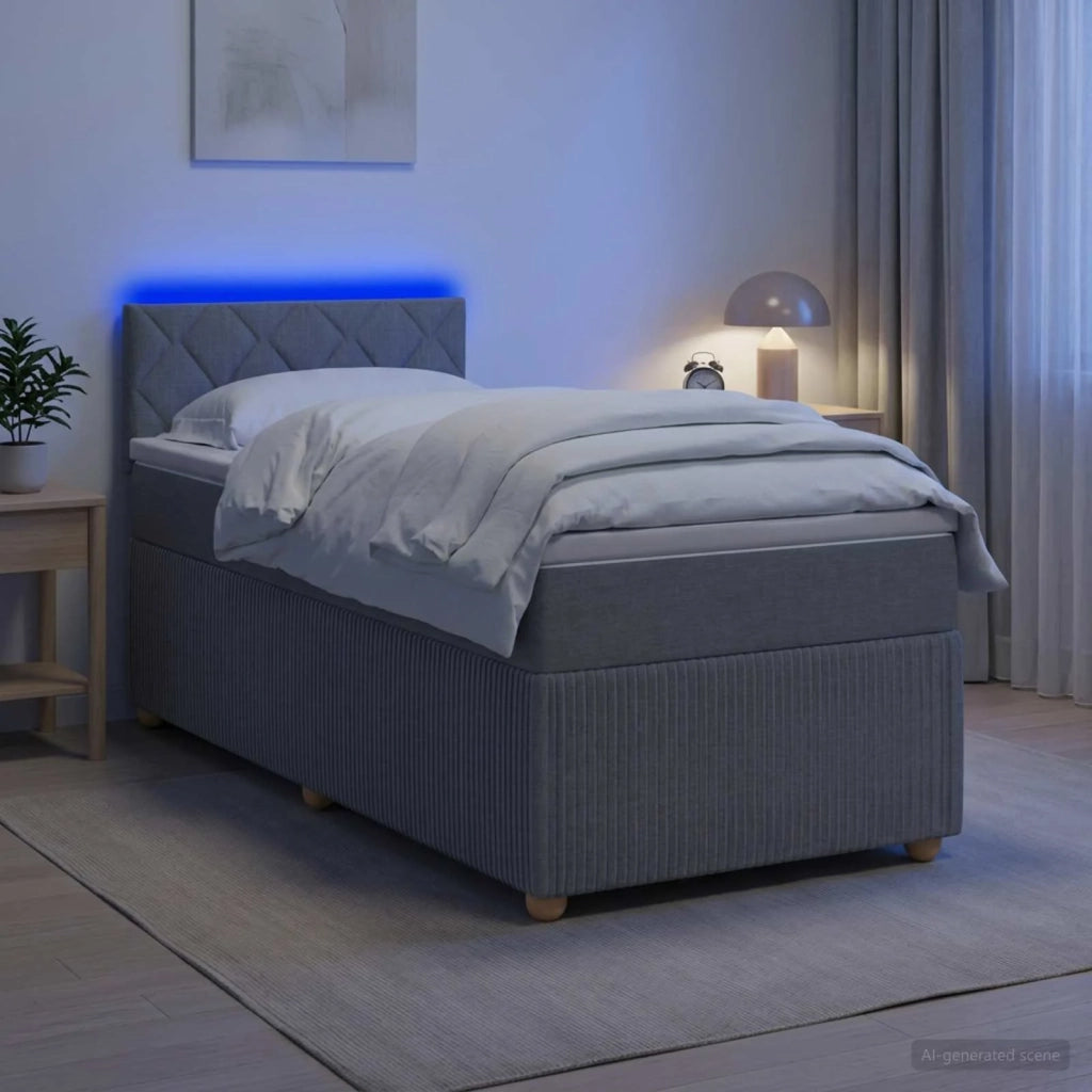 Letto box spring con materasso Grigio Chiaro 90 x 200 cm 3452848