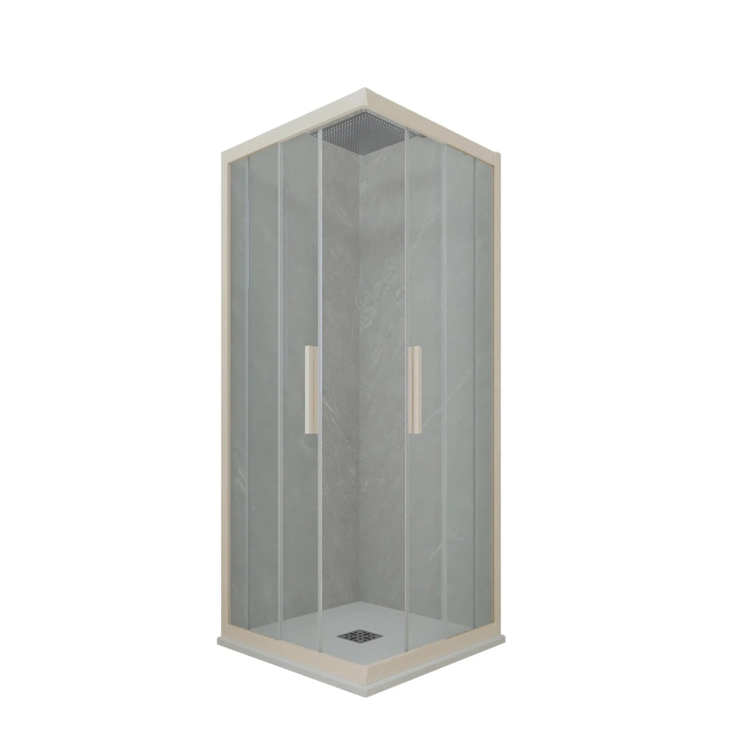 Box doccia angolare scorrevole 110x120 CM H 200 Vetro Trasparente Profilo Champagne mod. Kolors