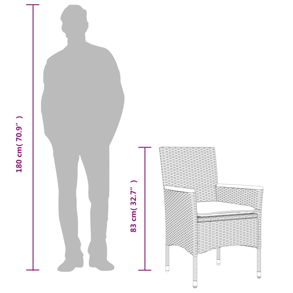 Set da Pranzo da Giardino 7 pz con Cuscini Polyrattan e Vetro 3278655