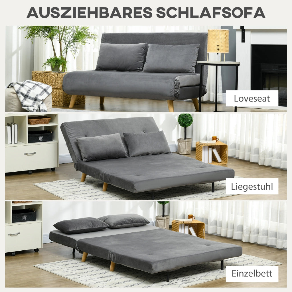 Divano letto ¨C Minimal ¨C grigio, velluto, 130x78x79 cm